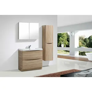 Stanhope 900mm Single Bathroom Vanity with Semi-Recessed Resin Basin Light Oak