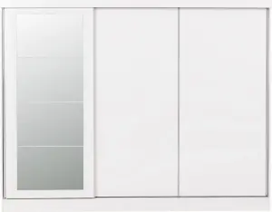 Nevada 3 Door Sliding Wardrobe with Mirror in White Gloss Finish