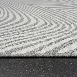 White Abstract Outdoor Rug, Abstract Stain-Resistant Rug For Patio, Garden, Deck, 5mm Modern Outdoor Rug-160cm X 230cm