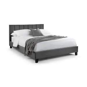 Premium Grey Velvet Bed with Black Legs - Double 4ft 6" (135cm)