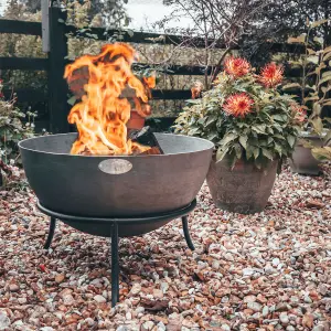 Harbour Housewares - Steel Garden Fire Pit - 60cm - Grey