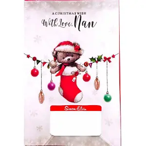 Simon Elvin With Love Nan Banner Christmas Card (Pack of 6) White/Red/Green (One Size)