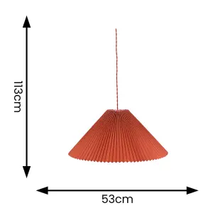 ValueLights Akira Burnt Orange Hanging Pendant Ceiling Light with Pleated Lampshade - LED Bulb Included