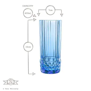 Bormioli Rocco - America '20s Highball Glasses - 400ml - Sapphire Blue - Pack of 6