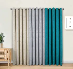 Home Curtains Rowan Metallic 65w x 90d" (165x229cm) Teal Eyelet Curtains (PAIR)