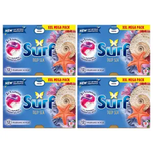 Surf 3 in 1 Laundry Washing Detergent Capsules Deep Sea, 204 Washes, 4Pk