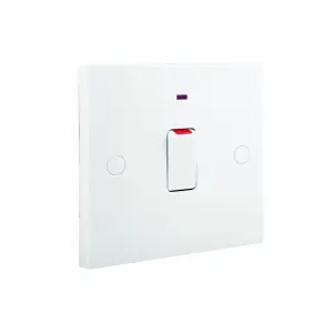 BG 20A Rocker Raised square Control switch with LED indicator Gloss White