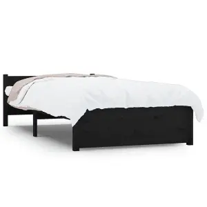 Berkfield Bed Frame Black Solid Wood 75x190 cm Small Single