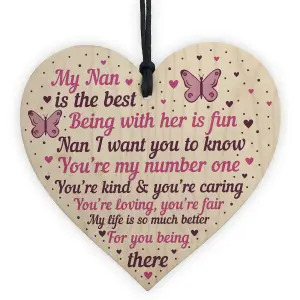 Red Ocean Special Gift For Nan Wooden Heart Nan Birthday Card Gift For Her Grandparent Plaque Keepsake