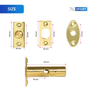 XFORT 2 Pack Mortice Door Bolts, Door Security Rack Bolt, Polished Brass