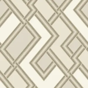 Grandeco Geometric Fabric Geo Textured Wallpaper,  Neutral Cream