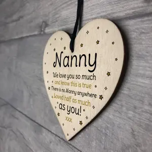 Red Ocean Nanny Gifts For Mothers Day Birthday Novelty Wooden Heart Gift For Her Nanny