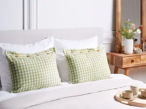 Set of 2 Cushions TALYA 40 x 60 cm Checked Olive Green