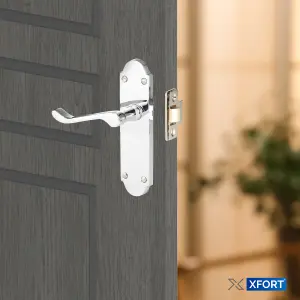 XFORT Richmond Lever Latch Scroll Polished Chrome Door Handles