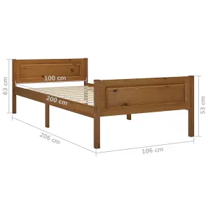 Berkfield Bed Frame Solid Pinewood Honey Brown 100x200 cm