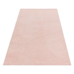 Pink Geometric Easy to Clean Abstarct Rug For DiningRoom-80cm X 150cm