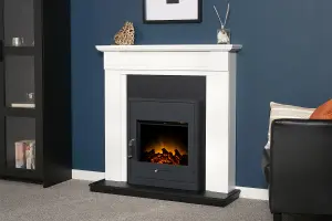 Adam Georgian Fireplace in Pure White & Black, 39 Inch