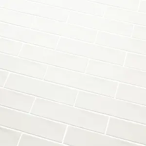 Vernisse White Gloss Plain Embossed Ceramic Indoor Wall Tile, Pack of 41, (L)301mm (W)75.4mm