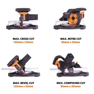 Evolution 1200W 240V 210mm Corded Compound mitre saw R210CMS