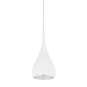 Luminosa Modern Hanging Pendant Chrome, White 1 Light  with Metal Alloy Shade, E27