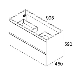 Banyetti Vatilla 1000mm Wall Hung Basin Unit with Chrome Handles - Gloss White