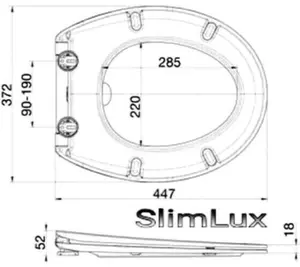 Euroshowers Slimlux Top Fix Slow Close Oval Toilet Seat