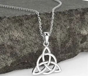 Sterling Silver Irish Celtic Trinity Knot Necklace Engravable Irish Made