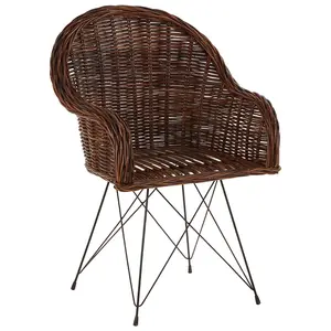 Interiors by Premier Natural Croco Rattan Chair, Easy to Clean Outdoor Chair, Arm & Backrest Rattan Armchair, Eco-friendly Chair