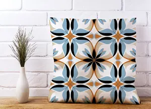 White Brown and Blue Geometric Pattern Cushions 60cm x 60cm