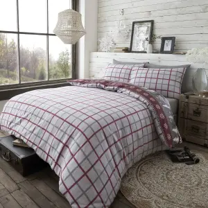 Happy Linen Company Warm Alaska Brushed Cotton Bedding Burgundy King