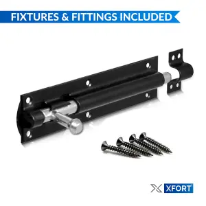 XFORT 2 Pack Heavy Duty Tower Bolt Black 150mm (6")