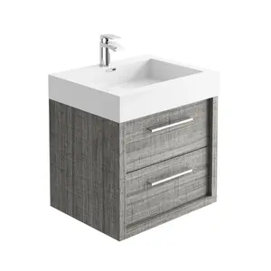 Walter Wall Hung 600mm Vanity Unit in Grey Wood