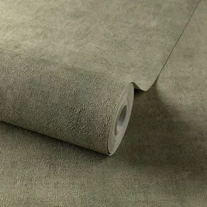 Grandeco Annabella Distressed Plaster Textured Wallpaper,  Deep Sage Green