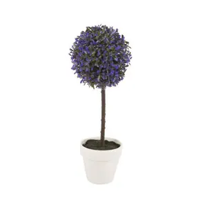 URBNLIVING 27cm Height Decorative Artificial Outdoor Ball Lavender Plant Tree Pot Colour Medium