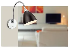 Luminosa Bari 1 Light Indoor Wall Light (Switched) Black, Chrome, E14