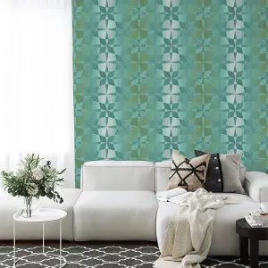 Wallquest Villa Apex Geometric Teal Wallpaper Modern Acrylic Coated Feature Wall