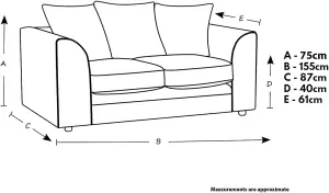 SofaSelection's Jumbo Cord (Scatter Back) 2 Seater Sofa Grey