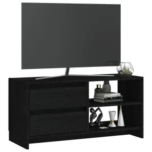 Berkfield TV Cabinet Black 80x31x39 cm Solid Pinewood