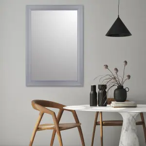 Grey Rectangular Wall-mounted Framed mirror, (H)87cm (W)61cm