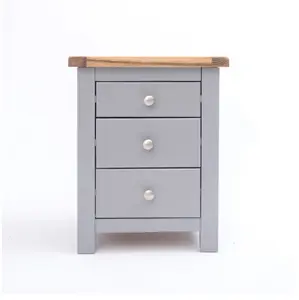 Mirano 3 Drawer Bedside Table Chrome Knob