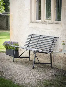 Garden Trading Richmond Bench Seat Chair Park Metal Carbon Grey