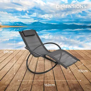 GardenKraft Rocking Moon Sun Lounger - Black Colour