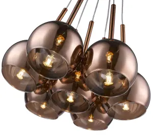 Luminosa Spring 7 Light Cluster Pendant Copper with Glass Shades, G9