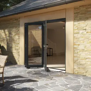 Rohden Clear Fully glazed Anthracite Grey Timber External Contemporary 3 Patio door, (H)2090mm (W)2390mm