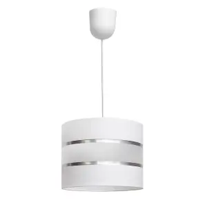 Luminosa Helen Cylindrical Pendant Ceiling Light White, Silver 20cm