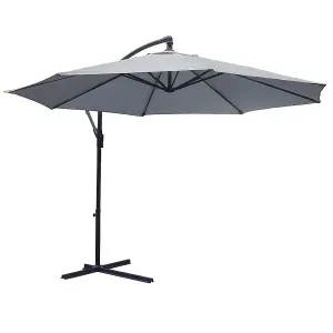 KCT Garden Parasol 3m Large Grey and Patio Cantilever