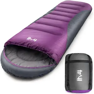 Trail Alpine 400 Hooded Envelope Sleeping Bag 3 4 Season Camping Purple Carry Bag