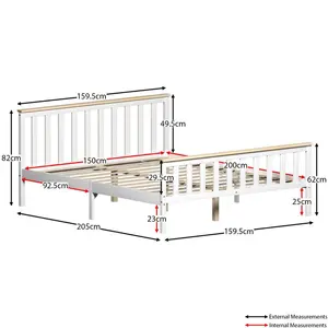 Vida Designs Milan Bed Frame White/Pine / Kingsize (5')