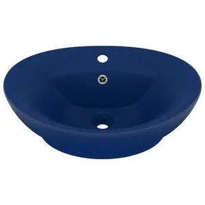 Belfry Bathroom Pearlene 390mm W Ceramic Oval Sink with Overflow Dark Blue