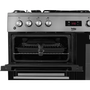 Beko KDVF90X Freestanding Electric Range cooker with Gas Hob - Stainless steel effect